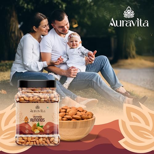 Auravita California Almonds 500gm | Crunchy & Healthy Dry Fruit, Premium Badam Giti for Daily Nutrition | Healthy Diet Snacking Resealable Jar Pack Of 1 - Image 6