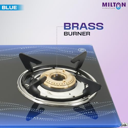 MILTON Premium 3 Burner BLUE Manual Ignition Glass Top Gas Stove, (ISI Certified) - Image 4