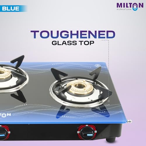 MILTON Premium 3 Burner BLUE Manual Ignition Glass Top Gas Stove, (ISI Certified) - Image 5