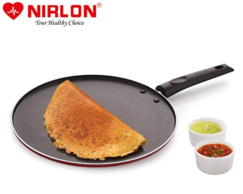 Nirlon Non Stick Dosa Tawa with Handle Non Stick Dosa Pan, Chapati Tawa, Roti Tawa for Kitchen | Gas Stove Compatible Base tawa (29 cm, Red)[3mm Classic_ST12] - Image 5