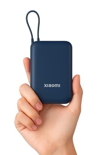 Xiaomi Pocket Power Bank 10000mAh 22.5W with Built-in Cable | Super Fast Charging PD |Smart 12 Layer Protection|Triple Output Ports|Supports Android,Apple, Tablets, Earbuds,Watch(MI Powerbank),Blue