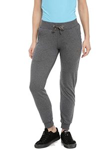 Macrowoman W-Series Active Plain Pants for Women in Cotton Rich Fabric, Low Waist Trousers with Front Pockets for Gym, Yoga & Leisure