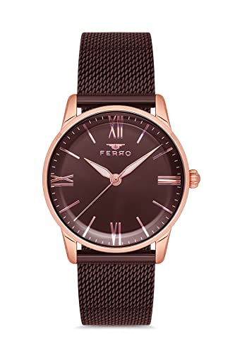 Ferro Lucca Analog Brown Round Dial Women's Watch
