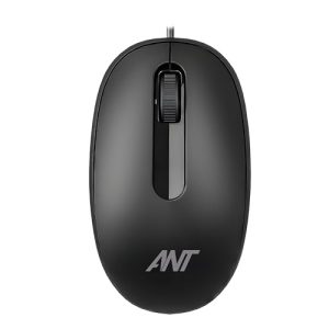 Ant OM120 Wired Optical Mouse, 1000 DPI, 3ft Cable, Easy and Accurate Scroll Button, Optical Sensor Computer Mouse, Left and Right-Hand Use for Laptop, PC, Mac Notebook and Linux-Matte Black