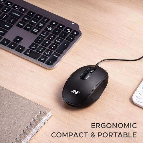 Ant OM120 Wired Optical Mouse, 1000 DPI, 3ft Cable, Easy and Accurate Scroll Button, Optical Sensor Computer Mouse, Left and Right-Hand Use for Laptop, PC, Mac Notebook and Linux-Matte Black - Image 6