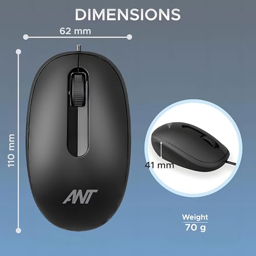 Ant OM120 Wired Optical Mouse, 1000 DPI, 3ft Cable, Easy and Accurate Scroll Button, Optical Sensor Computer Mouse, Left and Right-Hand Use for Laptop, PC, Mac Notebook and Linux-Matte Black - Image 7