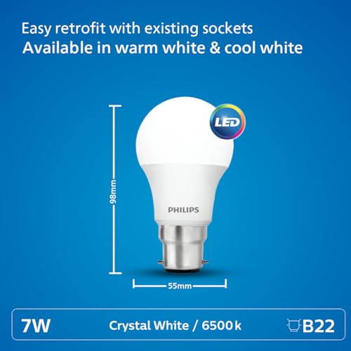 PHILIPS Ace Saver 7W LED Bulb | Bulb Base : E27, Colour : Cool Day Light, Pack Of 6 - Image 5