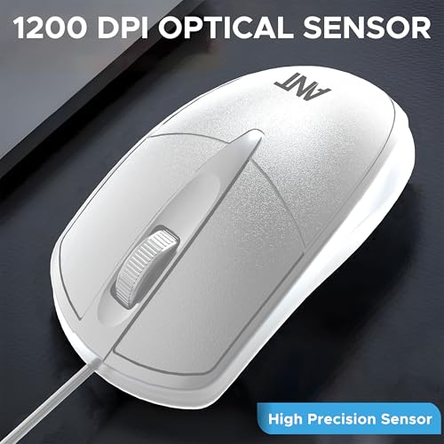 Ant Globe 10 Wired Optical Mouse with 1200 DPI, USB Connectivity, Lightweight Design, Durable 3 Buttons, Compatible with Windows/Mac/Linux White - Image 2