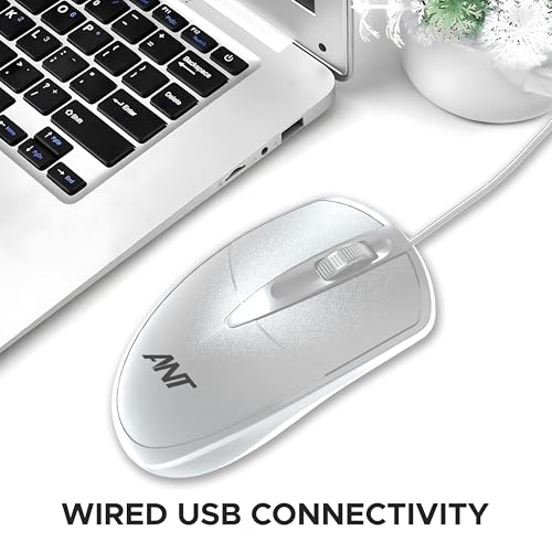 Ant Globe 10 Wired Optical Mouse with 1200 DPI, USB Connectivity, Lightweight Design, Durable 3 Buttons, Compatible with Windows/Mac/Linux White - Image 6