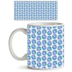 ArtzFolio Geometric Pattern Ceramic Coffee Tea Mug Inside White 325ml Round Mug; Set of 6 PCS