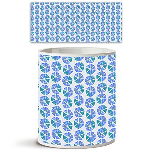 ArtzFolio Geometric Pattern Ceramic Coffee Tea Mug Inside White 325ml Round Mug; Set of 6 PCS - Image 4