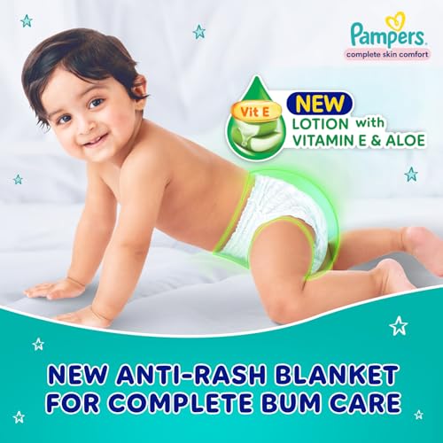 Pampers Complete Skin Comfort Pants| Pant style Diaper Medium, 228 count| Anti-Rash blanket lotion with Vit E and Aloe Vera | All night protection with leak proof technology(76 Count, Pack of 3) - Image 4