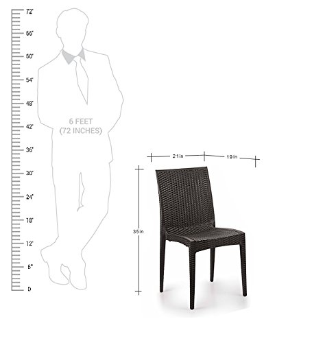 Cello Rattan Kraft Garden Chair, Set of 4 (Pearl Brown) | Strong and Durable | Easy to Clean | Chair for Living Room, Bed Room, Kitchen, Office Room, Outdoor | 3 Years Warranty - Image 3