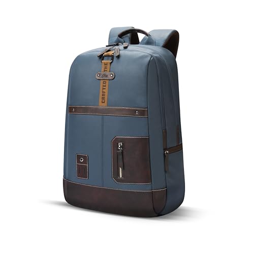 Gear Classic 6 18"/31L Antitheft Large Faux Leather Water Resistant Laptop backpack/Laptop backpack/Casual Backpack/Daypack/Travel Backpack/College Bag For Men/Women(Teal-Brown)