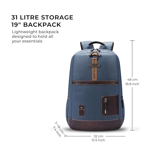 Gear Classic 6 18"/31L Antitheft Large Faux Leather Water Resistant Laptop backpack/Laptop backpack/Casual Backpack/Daypack/Travel Backpack/College Bag For Men/Women(Teal-Brown) - Image 2