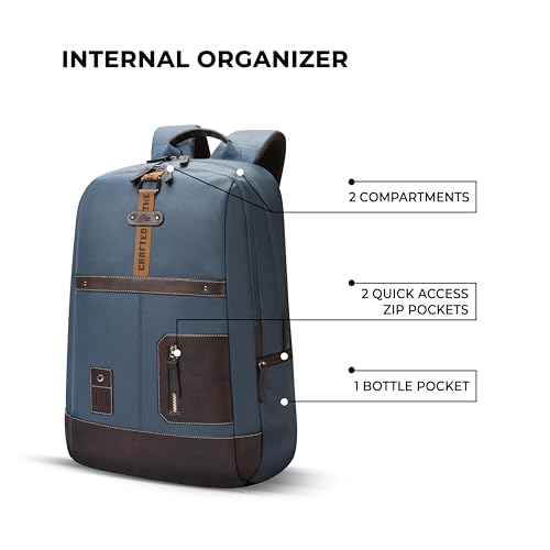 Gear Classic 6 18"/31L Antitheft Large Faux Leather Water Resistant Laptop backpack/Laptop backpack/Casual Backpack/Daypack/Travel Backpack/College Bag For Men/Women(Teal-Brown) - Image 3