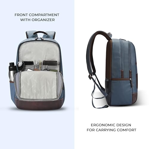 Gear Classic 6 18"/31L Antitheft Large Faux Leather Water Resistant Laptop backpack/Laptop backpack/Casual Backpack/Daypack/Travel Backpack/College Bag For Men/Women(Teal-Brown) - Image 4