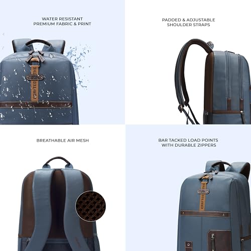 Gear Classic 6 18"/31L Antitheft Large Faux Leather Water Resistant Laptop backpack/Laptop backpack/Casual Backpack/Daypack/Travel Backpack/College Bag For Men/Women(Teal-Brown) - Image 5