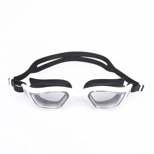 Nivia Visionz Swimming Goggles For Adults, Anti Fog Goggles for Men, Polycarbonate Clear Glass, Silicon Strap, UV Protection, Comfort Fit, Training Swim Goggles For Men & Women - Black/White
