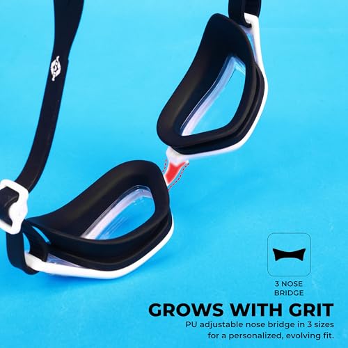 Nivia Visionz Swimming Goggles For Adults, Anti Fog Goggles for Men, Polycarbonate Clear Glass, Silicon Strap, UV Protection, Comfort Fit, Training Swim Goggles For Men & Women - Black/White - Image 3