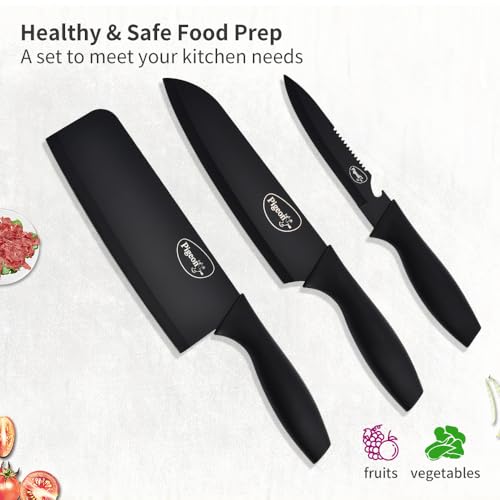 Pigeon by Stovekraft Edge High Grade Stainless Steel 3 Pcs Kitchen Knife Set| Black - Image 7