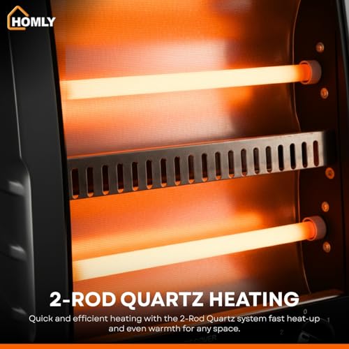 Homly Ritz 800 Watts Halogen Room Heater with Dual Heating Tubes | ISI Approved | Dual Heating Settings For 400W & 800 W | Cool Touch Shockproof Body with High Thermal Protection - Black - Image 3