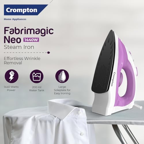 Crompton Fabrimagic Neo 1440 W Steam Iron with 200 ml water tank, Upto 15g /min Steam Output with Vertical Steaming and Non-Stick Soleplate (Blue), 6 Fabric Settings (ACGSI-FABRIMNEO144) - Image 3