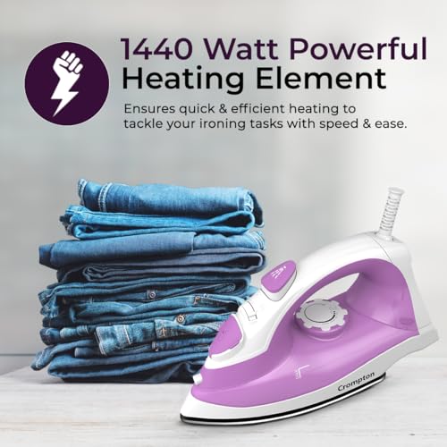 Crompton Fabrimagic Neo 1440 W Steam Iron with 200 ml water tank, Upto 15g /min Steam Output with Vertical Steaming and Non-Stick Soleplate (Blue), 6 Fabric Settings (ACGSI-FABRIMNEO144) - Image 4