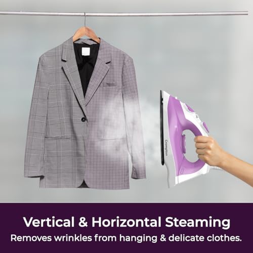 Crompton Fabrimagic Neo 1440 W Steam Iron with 200 ml water tank, Upto 15g /min Steam Output with Vertical Steaming and Non-Stick Soleplate (Blue), 6 Fabric Settings (ACGSI-FABRIMNEO144) - Image 5