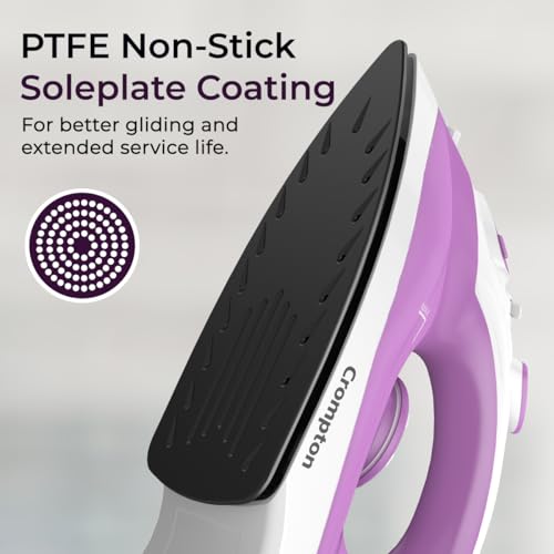 Crompton Fabrimagic Neo 1440 W Steam Iron with 200 ml water tank, Upto 15g /min Steam Output with Vertical Steaming and Non-Stick Soleplate (Blue), 6 Fabric Settings (ACGSI-FABRIMNEO144) - Image 6