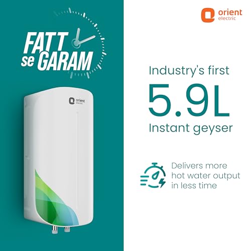 Orient Electric Aura Rapid Pro Geyser|5.9L instant water heater| High grade SS tank | 3000W heavy Copper heating element |6.5 bar pressure compatibility| High-rise Compatible| 5 years tank warrant - Image 3