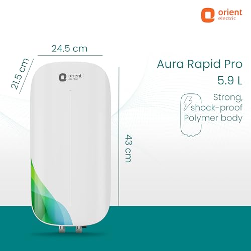 Orient Electric Aura Rapid Pro Geyser|5.9L instant water heater| High grade SS tank | 3000W heavy Copper heating element |6.5 bar pressure compatibility| High-rise Compatible| 5 years tank warrant - Image 7