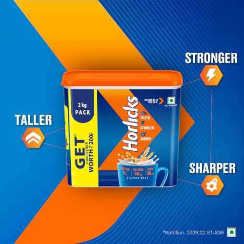 Horlicks Nutrition Drink Container - 2 Kg - Classic Malt - Clinically Proven to make kids Taller, Stronger, Sharper - Image 3