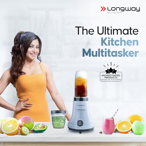 Longway Sage 500 Watt Juicer Mixer Grinder with 2 Jars for Grinding, Mixing, Juicing with Powerful Motor & Kwid 1100 Watt Dry Iron| 1 Year Warranty | (Gray & Black, 2 Jars, Combo Offer) - Image 3