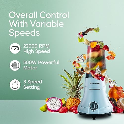 Longway Sage 500 Watt Juicer Mixer Grinder with 2 Jars for Grinding, Mixing, Juicing with Powerful Motor & Kwid 1100 Watt Dry Iron| 1 Year Warranty | (Gray & Black, 2 Jars, Combo Offer) - Image 5