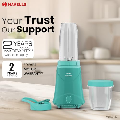 Havells Nutri Power Blender 350 W Mixer Grinder| 1 Speed Switch| Air Vent Technology| Stainless Steel Blade| 2Yrs Manufacturer Warranty (Mint Green) - Image 7