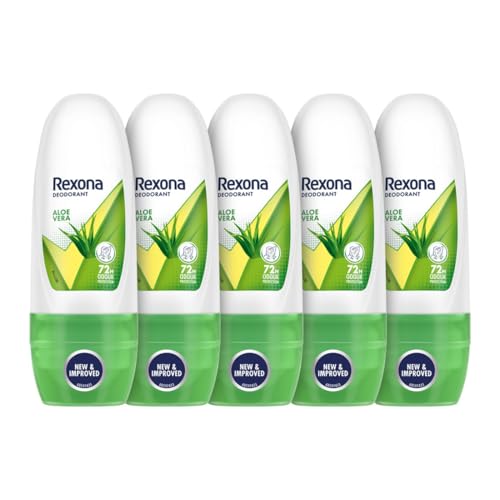 Rexona Aloe Vera Underarm Roll-On Deodorant for Women | 72 Hours Long-Lasting Odour Protection | 0% Alcohol, Safe on Skin | 25ML (Pack of 5)
