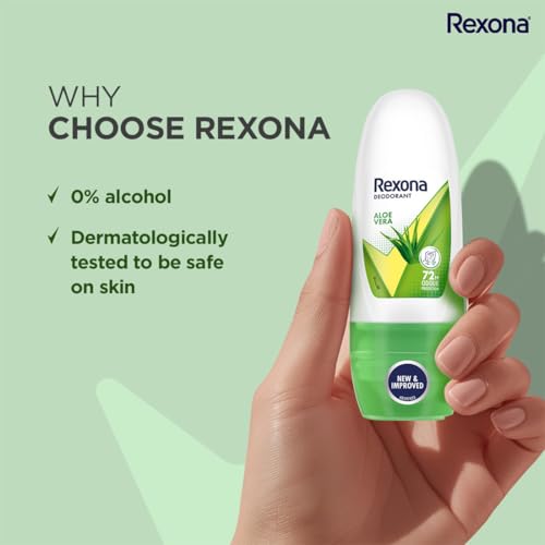 Rexona Aloe Vera Underarm Roll-On Deodorant for Women | 72 Hours Long-Lasting Odour Protection | 0% Alcohol, Safe on Skin | 25ML (Pack of 5) - Image 6