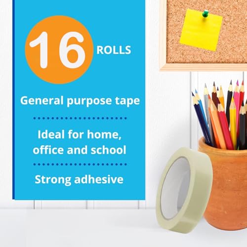 BOPP Packaging Clear Tape - 18MM x 65 Meter| Pack of 16 | for Packaging, Decorating and DIY works