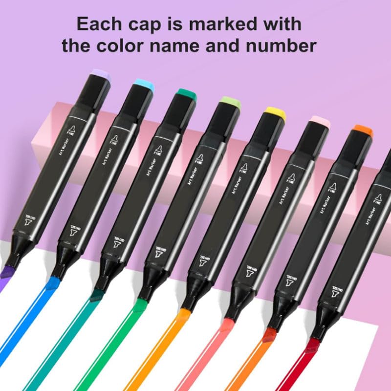 Cable World Dual Tips 48 Colors Markers Set, Art Markers for Adult Coloring Books, Artist Drawing Sketch Markers Set with Fine & Brush Tip (48 Pcs) - Image 3