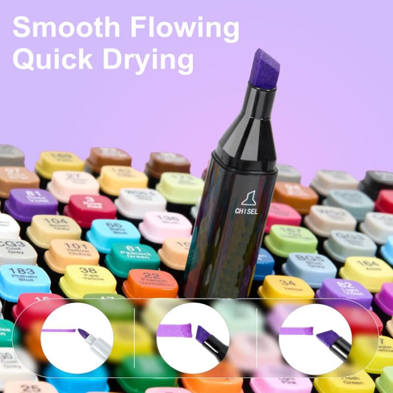 Cable World Dual Tips 48 Colors Markers Set, Art Markers for Adult Coloring Books, Artist Drawing Sketch Markers Set with Fine & Brush Tip (48 Pcs) - Image 4