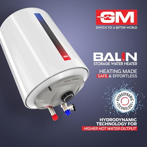 GM Balin 15L Storage Water Heater (Geyser) | Hydrodynamic Technology for Higher Hot Water Output | Energy Efficient |4 star| ISI Marked ? White - Image 2