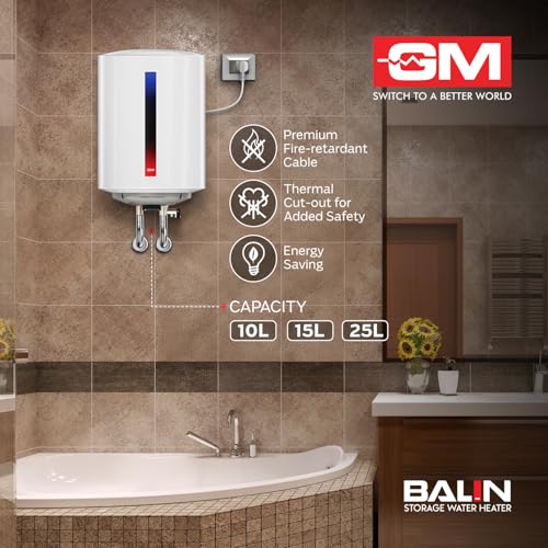 GM Balin 15L Storage Water Heater (Geyser) | Hydrodynamic Technology for Higher Hot Water Output | Energy Efficient |4 star| ISI Marked ? White - Image 3