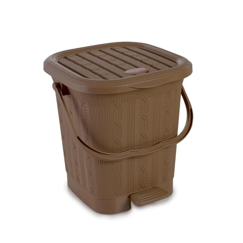 Nayasa Mikado Dustbin without Inner | 8.5 Ltr Litres Waste Bin | Plastic Dustbin for Home, Kitchen, Bathroom & Office | Durable, Easy to Clean, Hygienic & Stylish | Brown