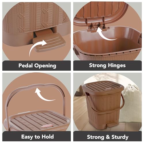 Nayasa Mikado Dustbin without Inner | 8.5 Ltr Litres Waste Bin | Plastic Dustbin for Home, Kitchen, Bathroom & Office | Durable, Easy to Clean, Hygienic & Stylish | Brown - Image 4