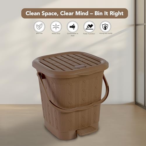 Nayasa Mikado Dustbin without Inner | 8.5 Ltr Litres Waste Bin | Plastic Dustbin for Home, Kitchen, Bathroom & Office | Durable, Easy to Clean, Hygienic & Stylish | Brown - Image 5