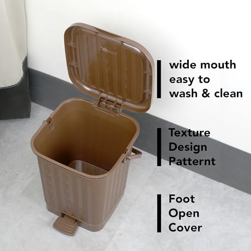 Nayasa Mikado Dustbin without Inner | 8.5 Ltr Litres Waste Bin | Plastic Dustbin for Home, Kitchen, Bathroom & Office | Durable, Easy to Clean, Hygienic & Stylish | Brown - Image 6