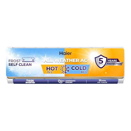 Haier 1.5 Ton 3 Star Hot & Cold Triple Inverter Split AC (5125W, Copper, 7 in 1 Convertible, HD Filter, Works between -15°C to 60°C Temp, 20 Mtrs Air Throw - HSU19CH-TQG3BN-INV,White)