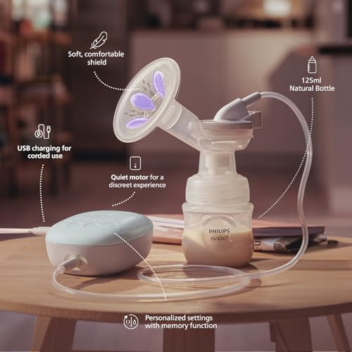 Philips Avent Portable Electric Breast Pump | No.1 Brand Recommended by Moms Worldwide | Soft adaptive Silicon Cushion | One Size Fits all | 4 + 4 Expression and Stimulation settings | Quiet Motor |Corded SCF323/11 - Image 3