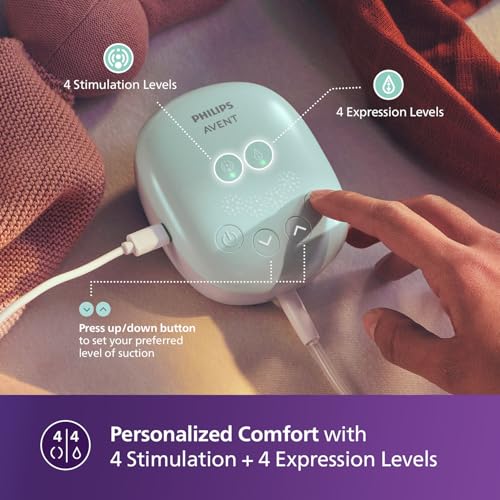 Philips Avent Portable Electric Breast Pump | No.1 Brand Recommended by Moms Worldwide | Soft adaptive Silicon Cushion | One Size Fits all | 4 + 4 Expression and Stimulation settings | Quiet Motor |Corded SCF323/11 - Image 5
